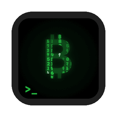 The $ecure BTC icon: a ₿ with Matrix code falling inside it